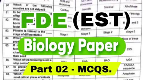 FDE EST Biology Paper 2024 Part 02 Solved Questions With Answers