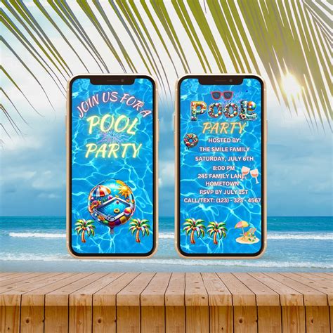 Pool Party Invitation Template, Animated Pool Party Invite, Summer ...