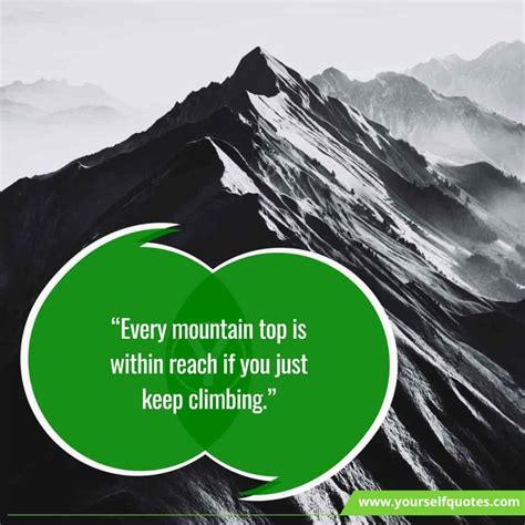 a green speech bubble that says, every mountain top is within reach if ...