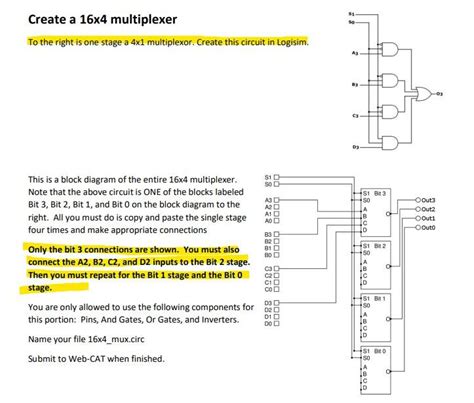 Solved Need help creating (16x4 multiplexer) this circuit in | Chegg.com