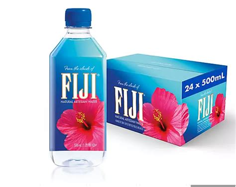 a bottle of fiji water next to a box