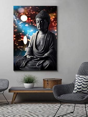 999STORE Lord Gautam Buddha Wall Canvas Painting With Frame For Living