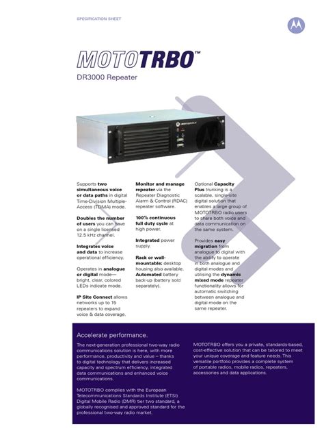 dr mototrbo repeater specifications   telecommunications