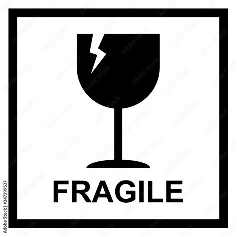 Fragile Flat Icon With Crack And Black Frame Isolated On White