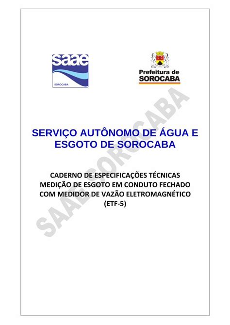 Pdf Servi O Aut Nomo De Gua E Esgoto De Sorocaba Esgoto De