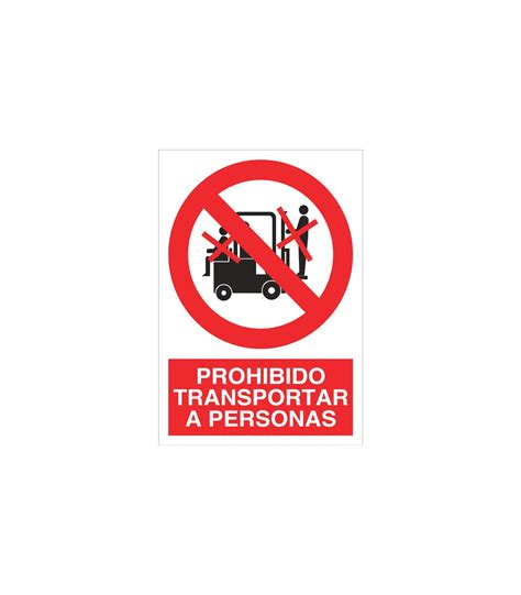 Señal prohibido pictograma y texto Prohibido transportar a personas