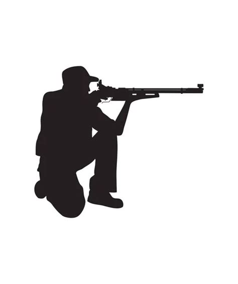 Police Forces Sniper Aims Rifle Vector Silhouette Stock Vector Image By