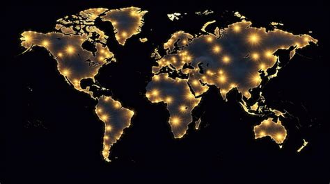 Mapa del mundo en el fondo de la noche ia generativa | Foto Premium