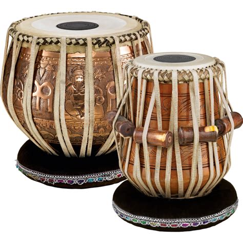 Tabla Drum Set By Maharaja Musicals, Professional, Kg Copper Bayan Designer Carving, Sheesham ...