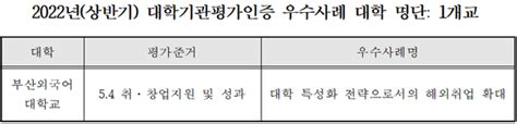 대교협 2022년상반기 대학기관평가인증 결과 발표우수사례 부산외대 대학지성 Inandout