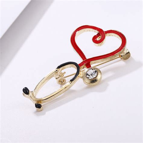 Brooches Pins Enamel Stethoscope Heartbeat Shape Brooch T For Doctor