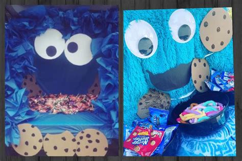 Two Pictures One With Cookie Monster And The Other With Cookies