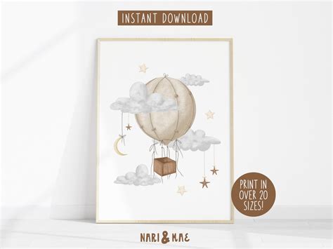 Hot Air Balloon Nursery Wall Art Nursery Decor Gender Neutral Print