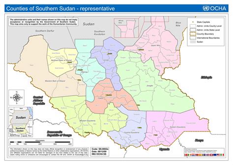 Map of South Sudan by State and County (OCHA, 2009) | Download ...