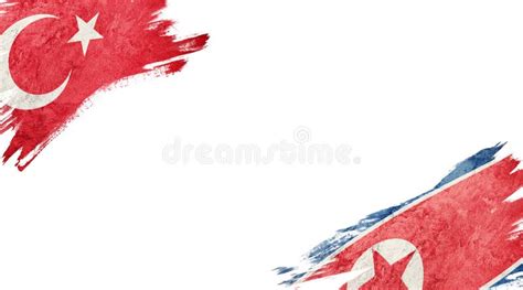 Flags of Turkey AndÂ North Korea on White Background Stock Illustration