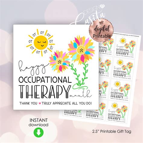 Occupational Therapy Month Printable Favor Gift Tagot Etsy Australia