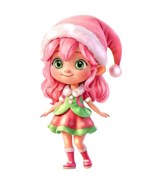 Arte Lindo Navidad Chica Elf 3d Personaje De Caricatura Png De Arte