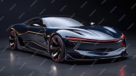 Premium AI Image | A black and red sports car in a dark room