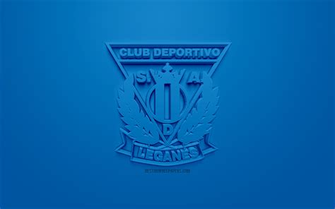 Download wallpapers CD Leganes, creative 3D logo, blue background, 3d emblem, Spanish football ...