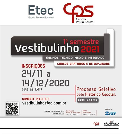 Vestibulinho Etec Semestre De Etec Alberto Santos Dumont