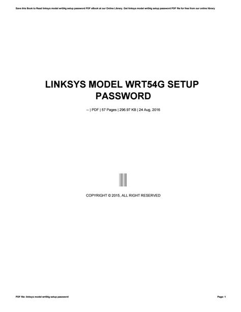 Linksys model wrt54g setup password by kotsu01544 - Issuu