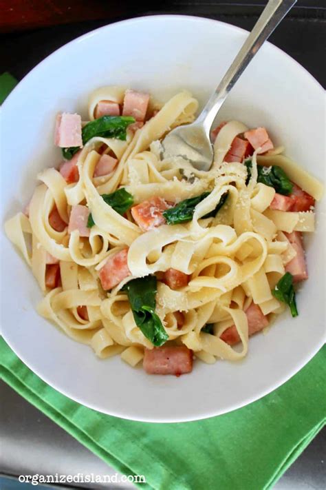 Ham Spinach Pasta Recipe Organized Island