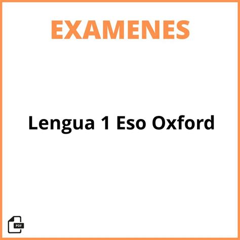 Examen Lengua Eso Oxford Pdf