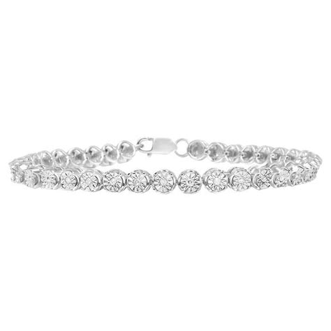 925 Sterling Silver 1 2 Carat Round Miracle Set Diamond Tennis Bracelet For Sale At 1stdibs