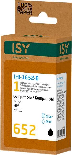 ISY HP No 652 utángyártott tintapatron fekete IHI1652B IHI1652B