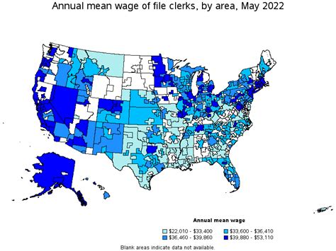 Map Of Annual Mean Wages Of File Clerks By Area May