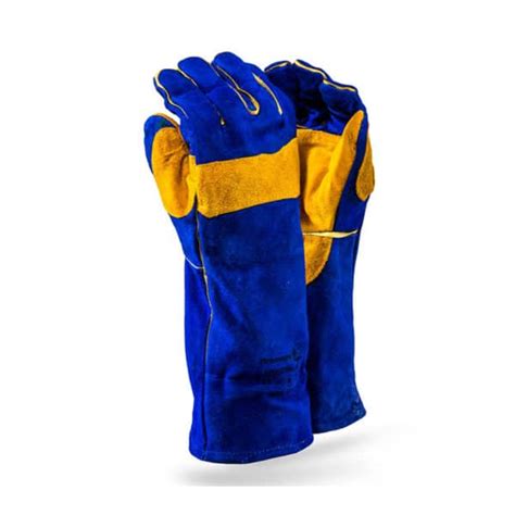 Weld Blue Leather Gloves Dromex 100 Cotton Workwear