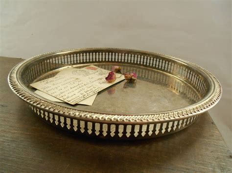 Vintage Metal Tray Silverplated Serving Tray Round Platter Etsy