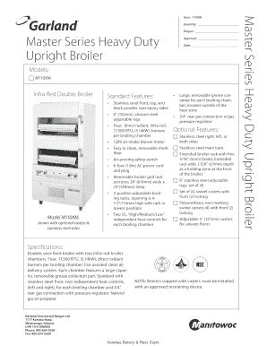 Fillable Online Master Series Heavy Duty Upright Broiler M Aster Series