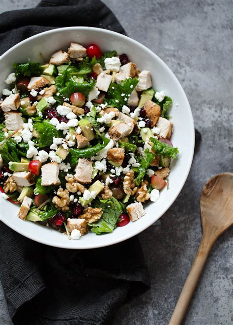 Chicken Kale Waldorf Salad With Avocado And Goat Cheese Ambitious Kitchen