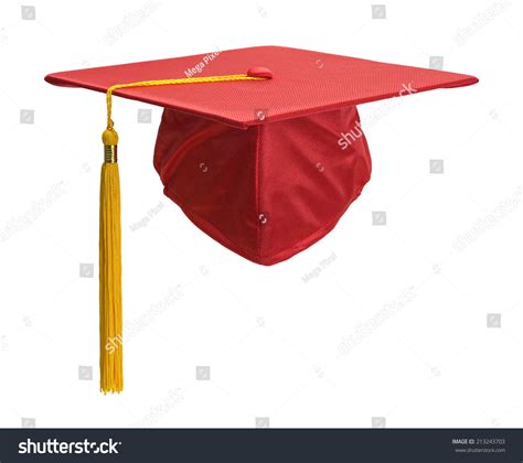 Red Graduation Hat With Gold Tassel Isolated On White Background. Stock ...