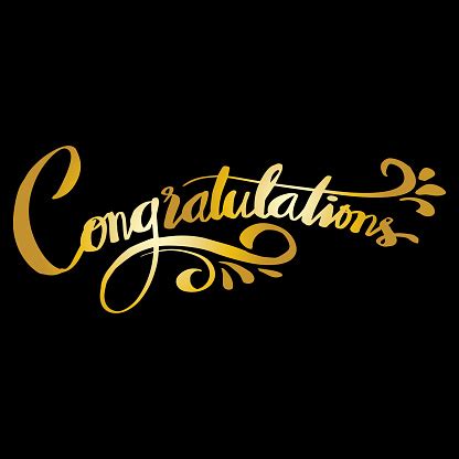 Congratulations Gold Word Hand Lettering Calligraphy Stock Illustration ...