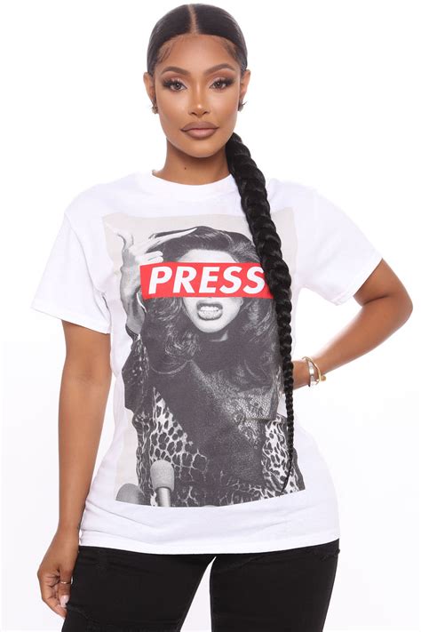 Cardi B Press Top - White | Fashion Nova, Graphic Tees | Fashion Nova