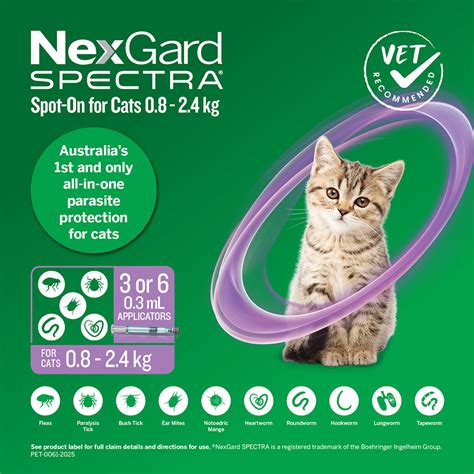 NexGard Spectra Spot On For Cats 0.8 - 2.4kg 6 Pack - $82.64
