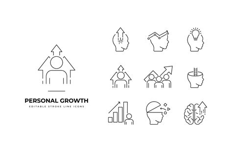 Set Of Personal Growth Icons Simple Line Art And Editable Stroke Icons