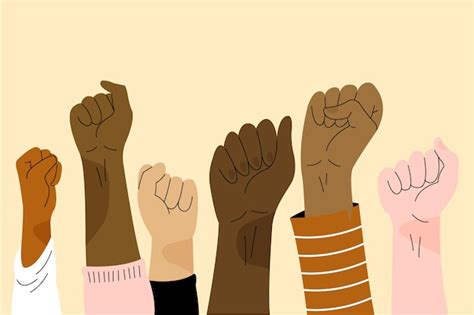 Free Vector Multiracial Raised Fists Illustration