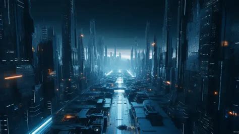 4 Foto 3d Merender Latar Belakang Kota Sci Fi Futuristik Gambar Dan