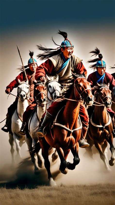 Ancient Mongolian Horse Riders Racing Across the Steppe | MUSE AI