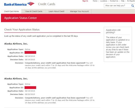 Check Your Bank of America Credit Card Application Status