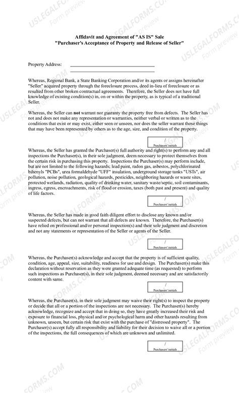 Mississippi Affidavit and Agreement of "AS IS" Sale: "Purchaser's