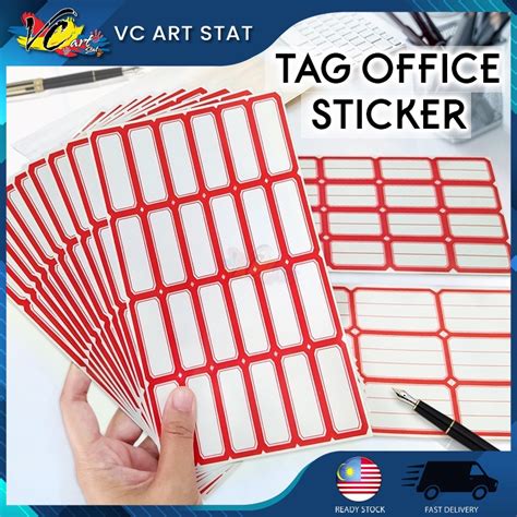 Vc Art Hand Writing Tag Self Adhesive Office Name Red Boarder Sticker