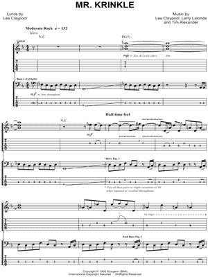 Primus "Mr. Krinkle" Bass Tab - Download & Print