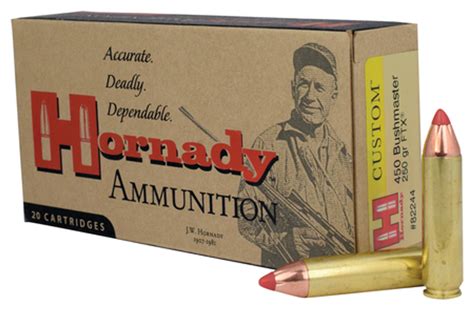 Hornady Custom Ammunition 450 Bushmaster 250 Grain Ftx 20 Rounds Brass Case