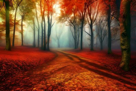 Autumn Forest Background Autumn Forest Landscape Background Nature