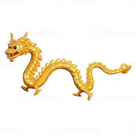 Cartoon Gold Chinese Dragon Chinese New Year Elements Icon 3d Rendering 35566881 Png