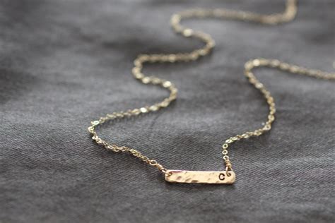 Gold Bar Necklace Gold Bar Initial Necklace Tiny Bar Small - Etsy